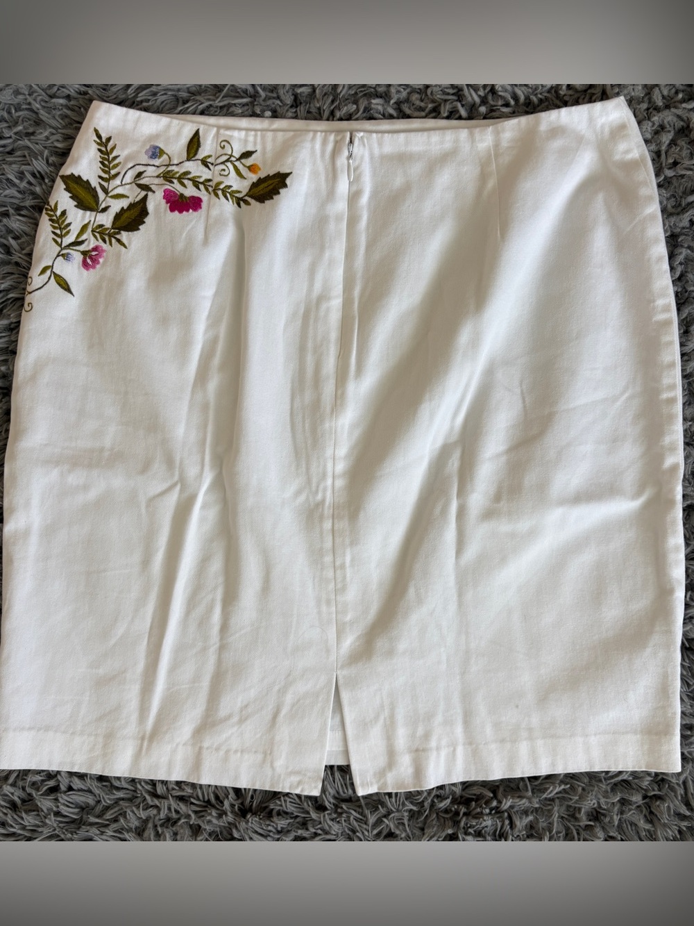 Retro Vintage Skirt Summer White Floral Embroidered Peter Nygard SZ 14 - Picture 4 of 10